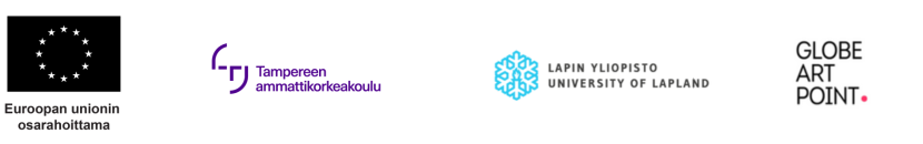 Logot: Euroopan unionin osarahoittama, Tamk, Lapin yliopisto, Globe Art Point
